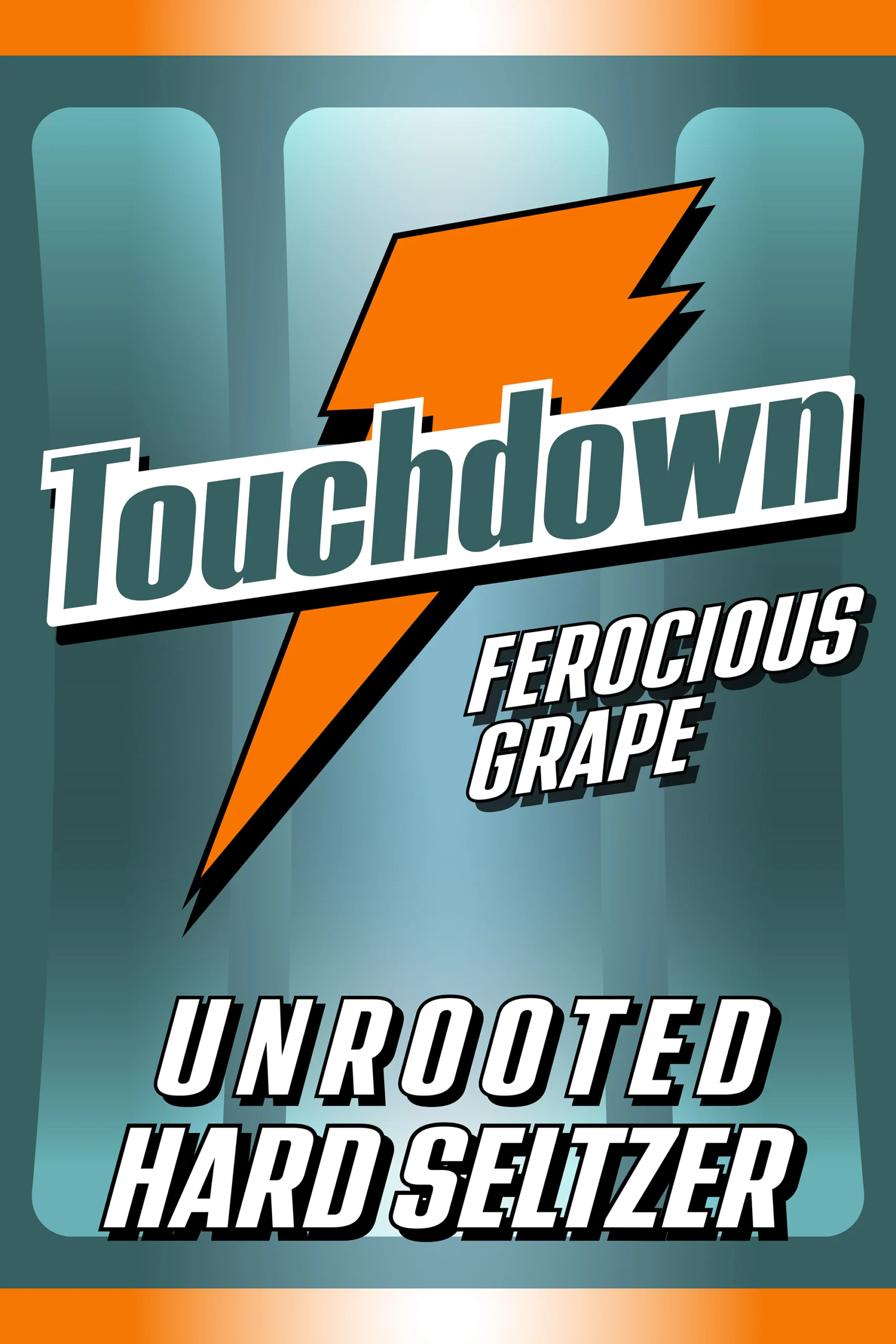 Poster representing the beverage TOUCHDOWN, a HARD SELTZER with an alcohol content of 5%, available on tap at Transplants Brewing