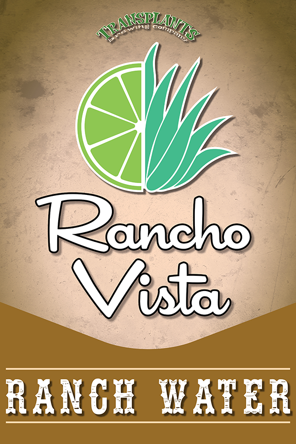 Poster representing the beverage RANCHO VISTA, a hard seltzer with an alcohol content of 5%, available on tap at Transplants Brewing