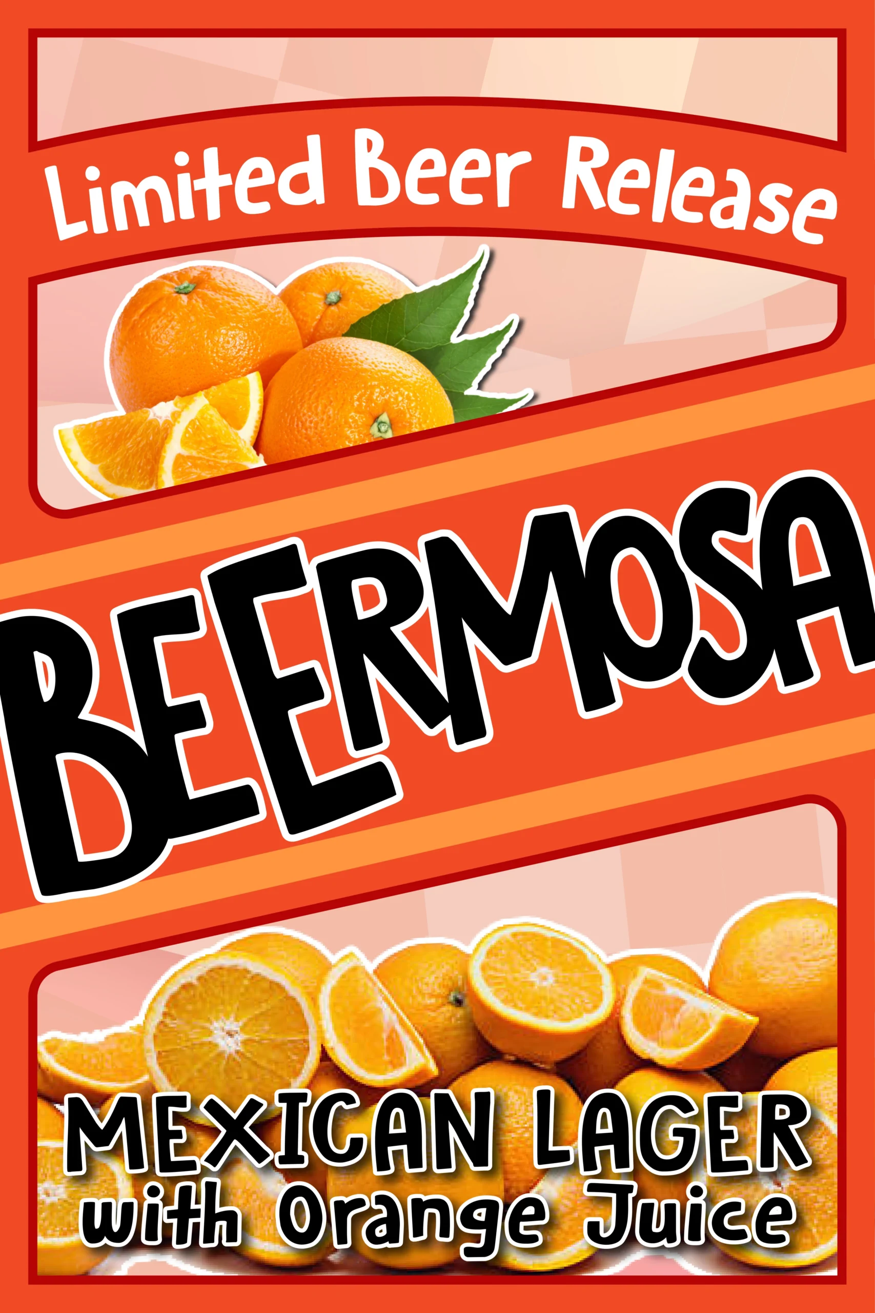 Poster representing the beverage BEERMOSA, a  with an alcohol content of 4%, available on tap at Transplants Brewing